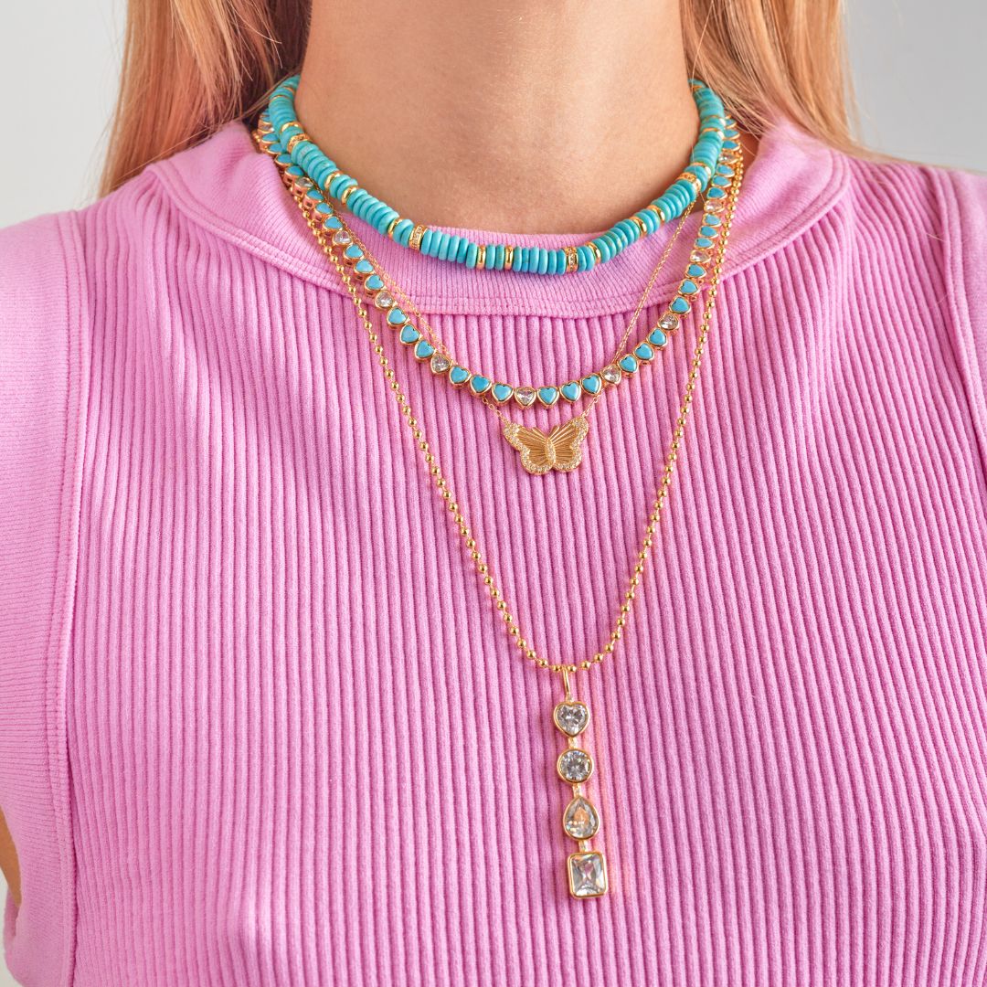 Turquoise Pukka Gold Necklace