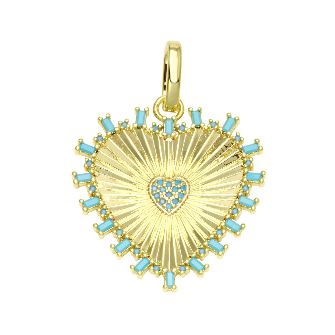 Turquoise Fluted Heart Charm