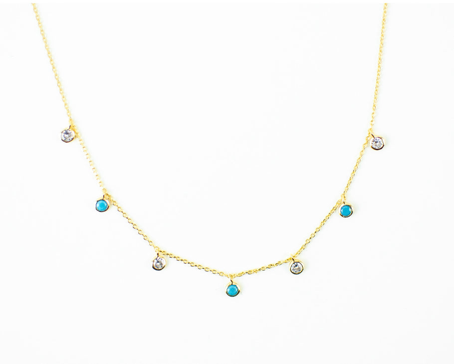 Dangling turquoise and diamond necklace