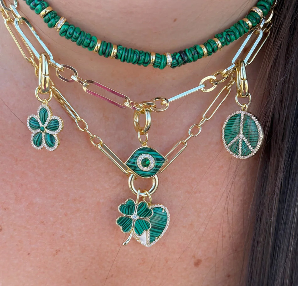 GREEN STONE EVIL EYE CHARM