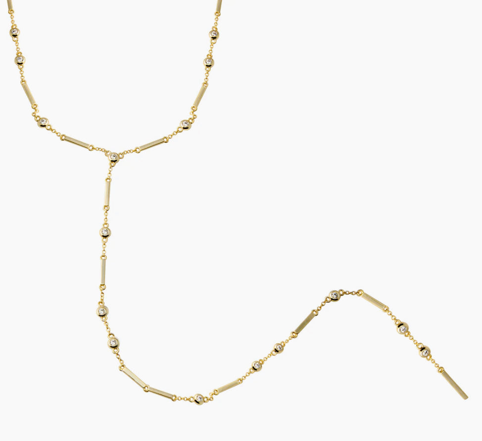 DIAMOND BEZEL BAR LARIAT