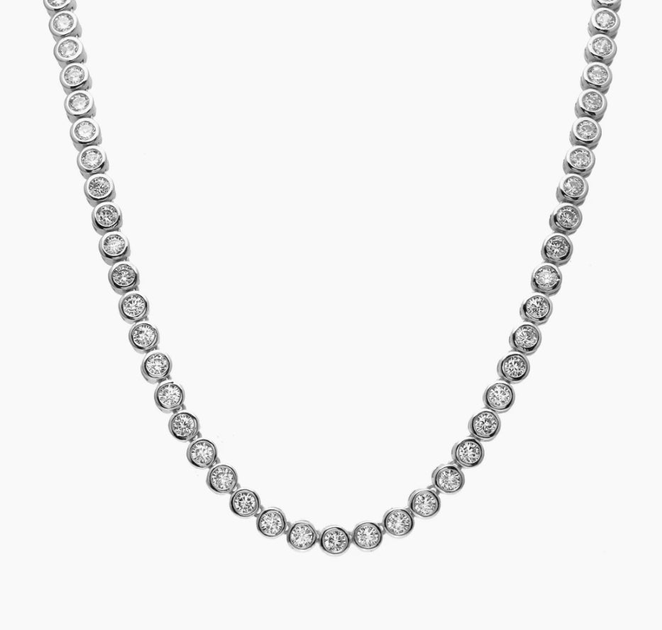 SILVER 4 MM BEZEL TENNIS NECKLACE