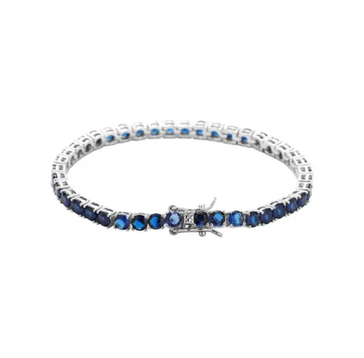 Sapphire Silver Tennis Bracelet