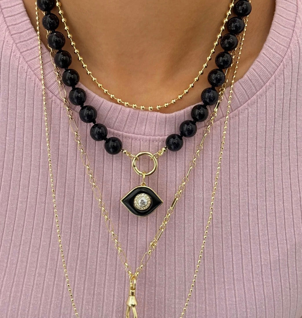 BLACK JUMBO STONE EVIL EYE CHARM