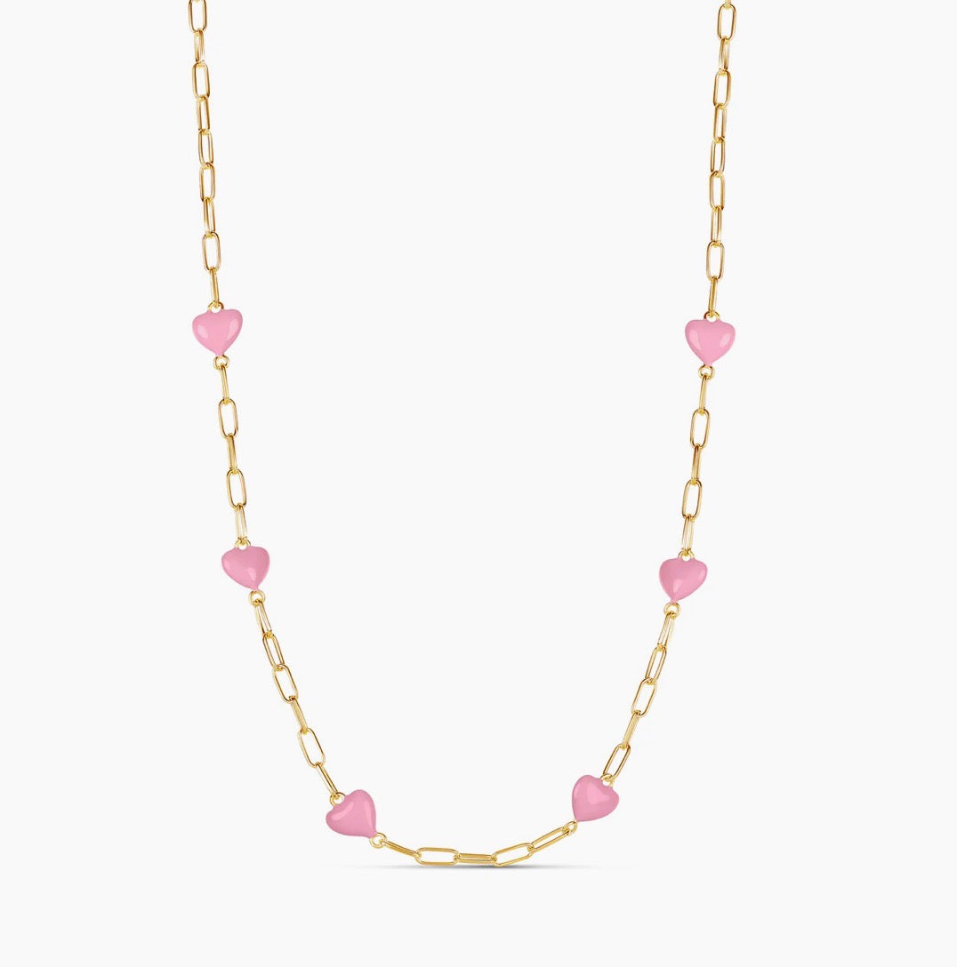 PINk CANDY HEART LINK NECKLACE
