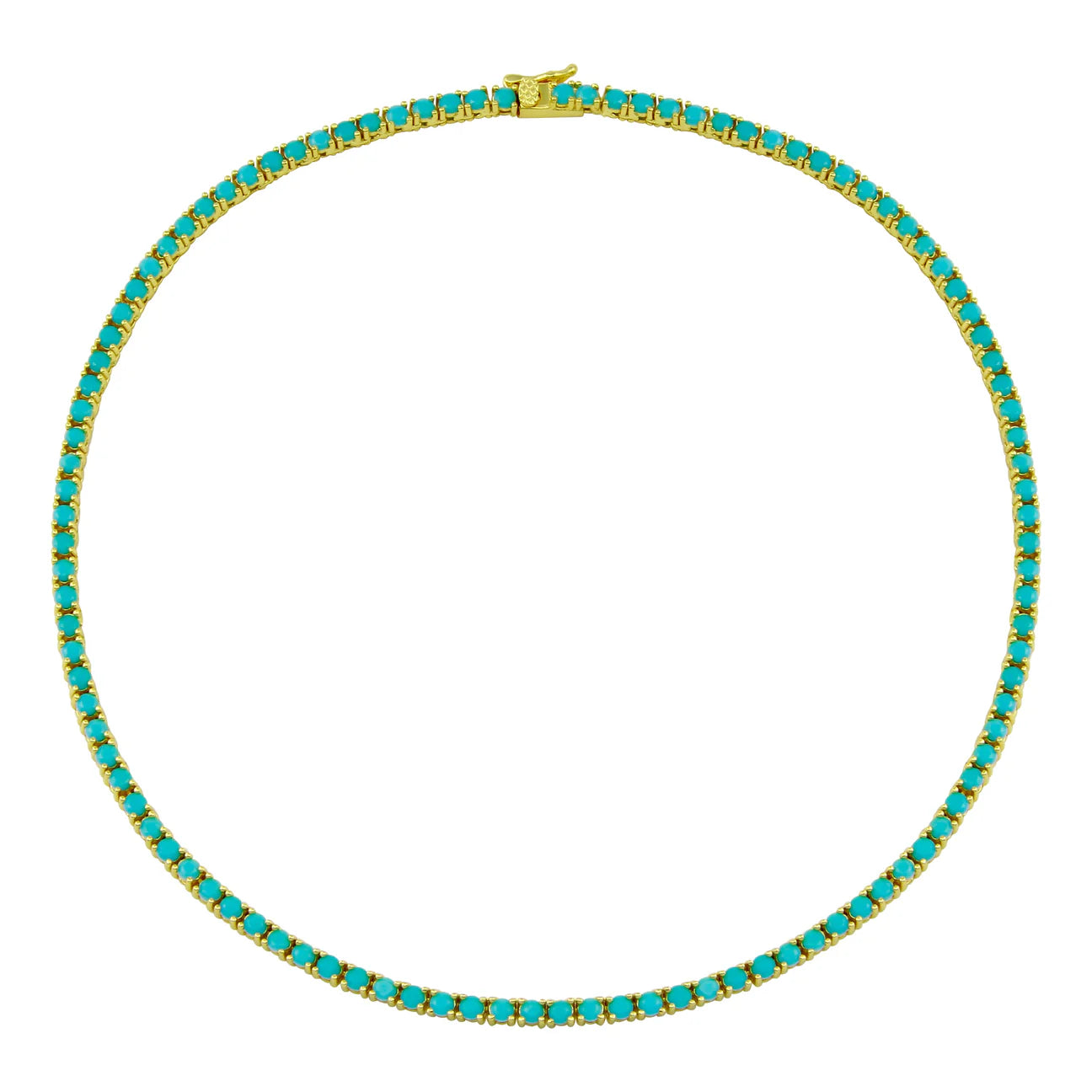 GOLD TURQUOISE TENNIS NECKLACE