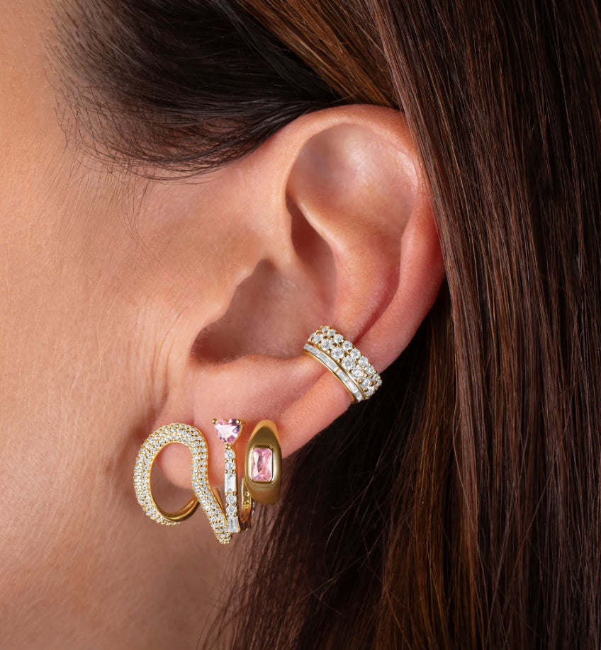 SILVER PAVE CAGE LOBE EARRING