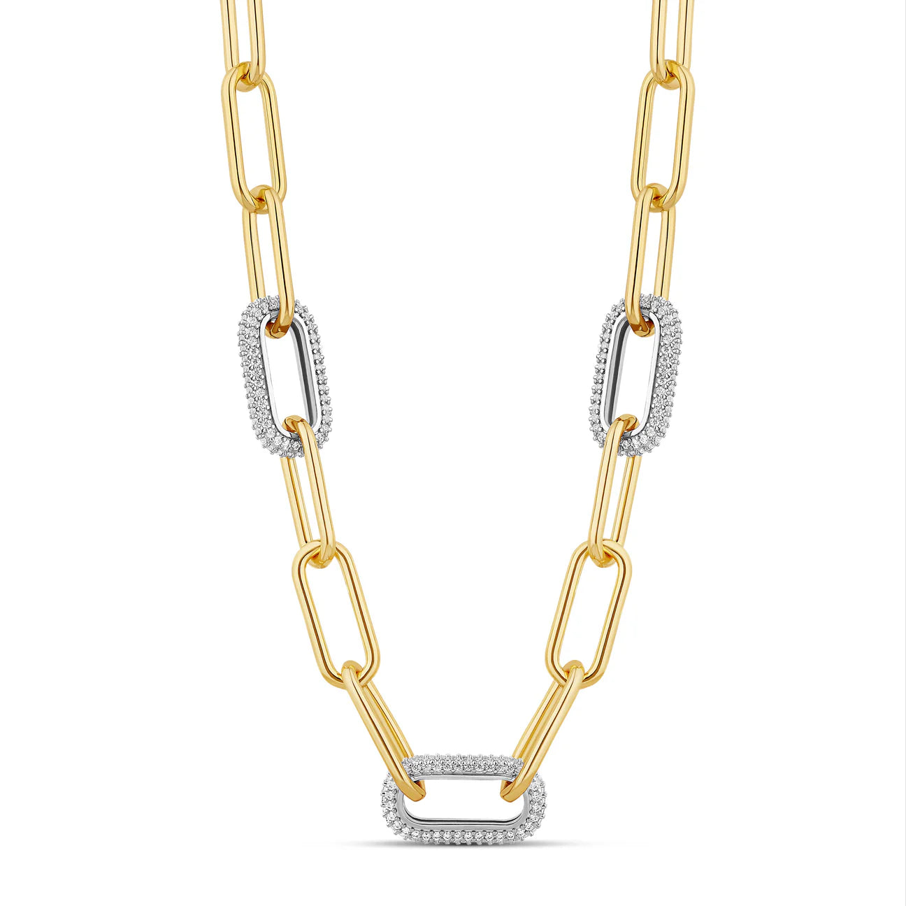 PAVE LINK PAPERCLIP NECKLACE