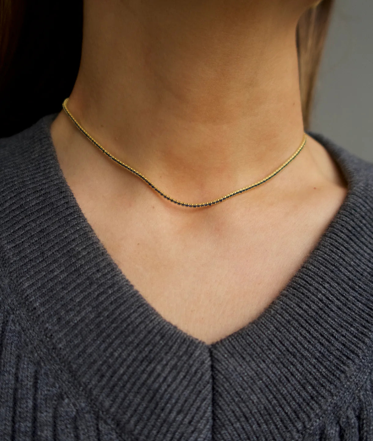 Gold Sapphire Mini Tennis Necklace
