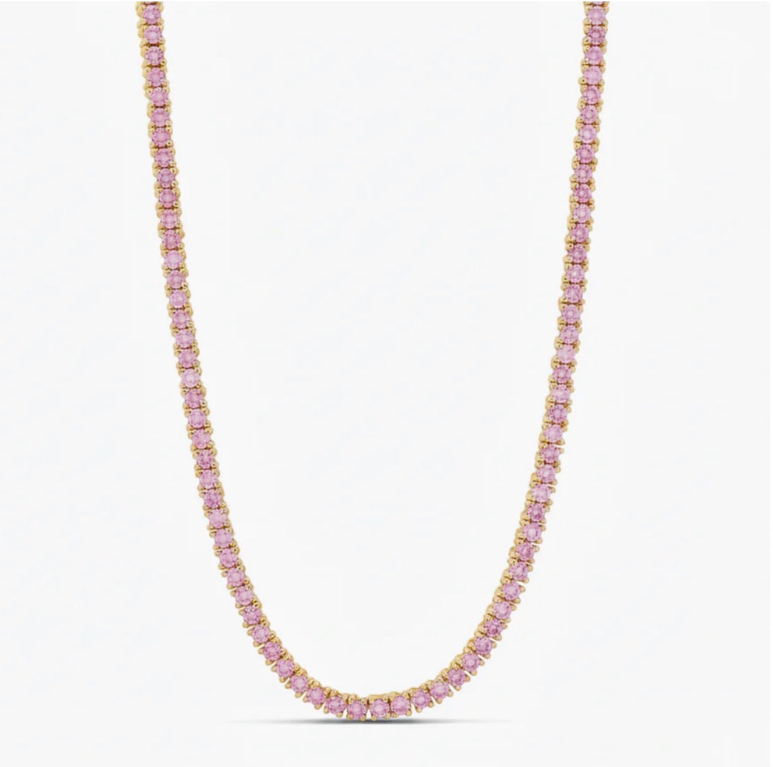 PINK THIN TENNIS NECKLACE