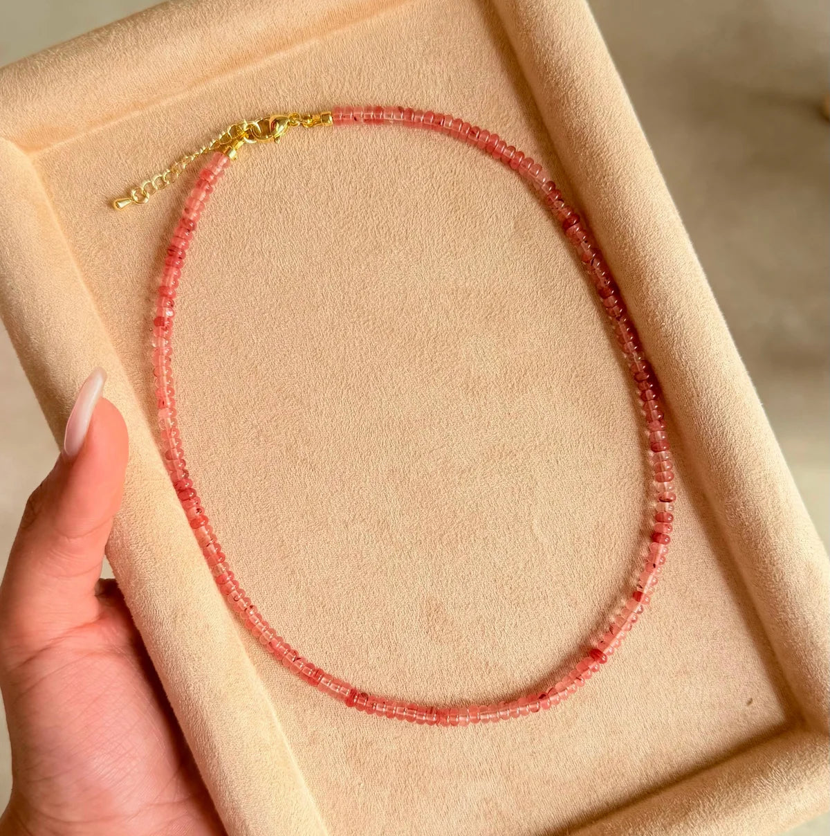 Peach Natural Stone Necklace