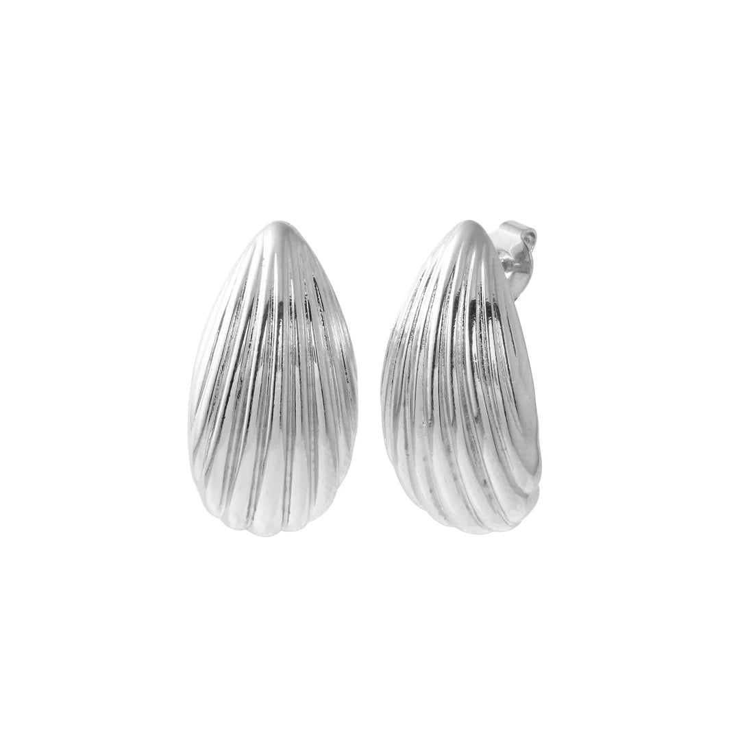 Silver Fluted Drop Earrings