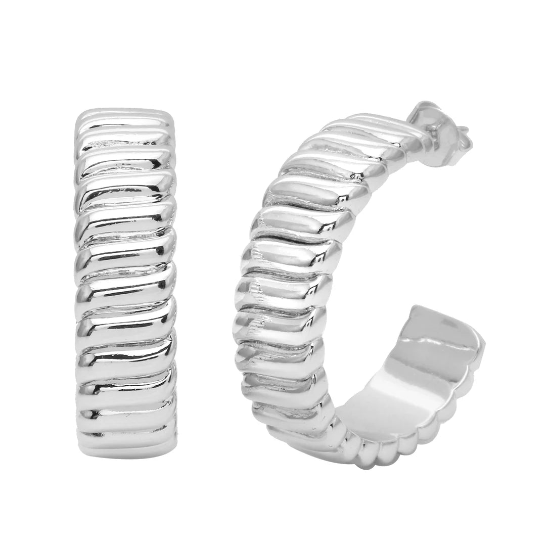 SILVER BRAIDED HOOPS