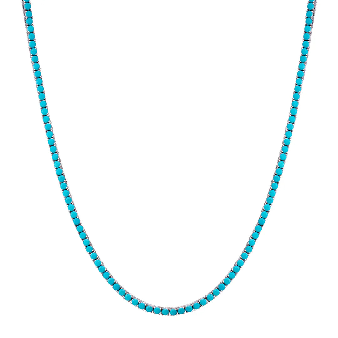 Silver Turquoise Tennis Necklace
