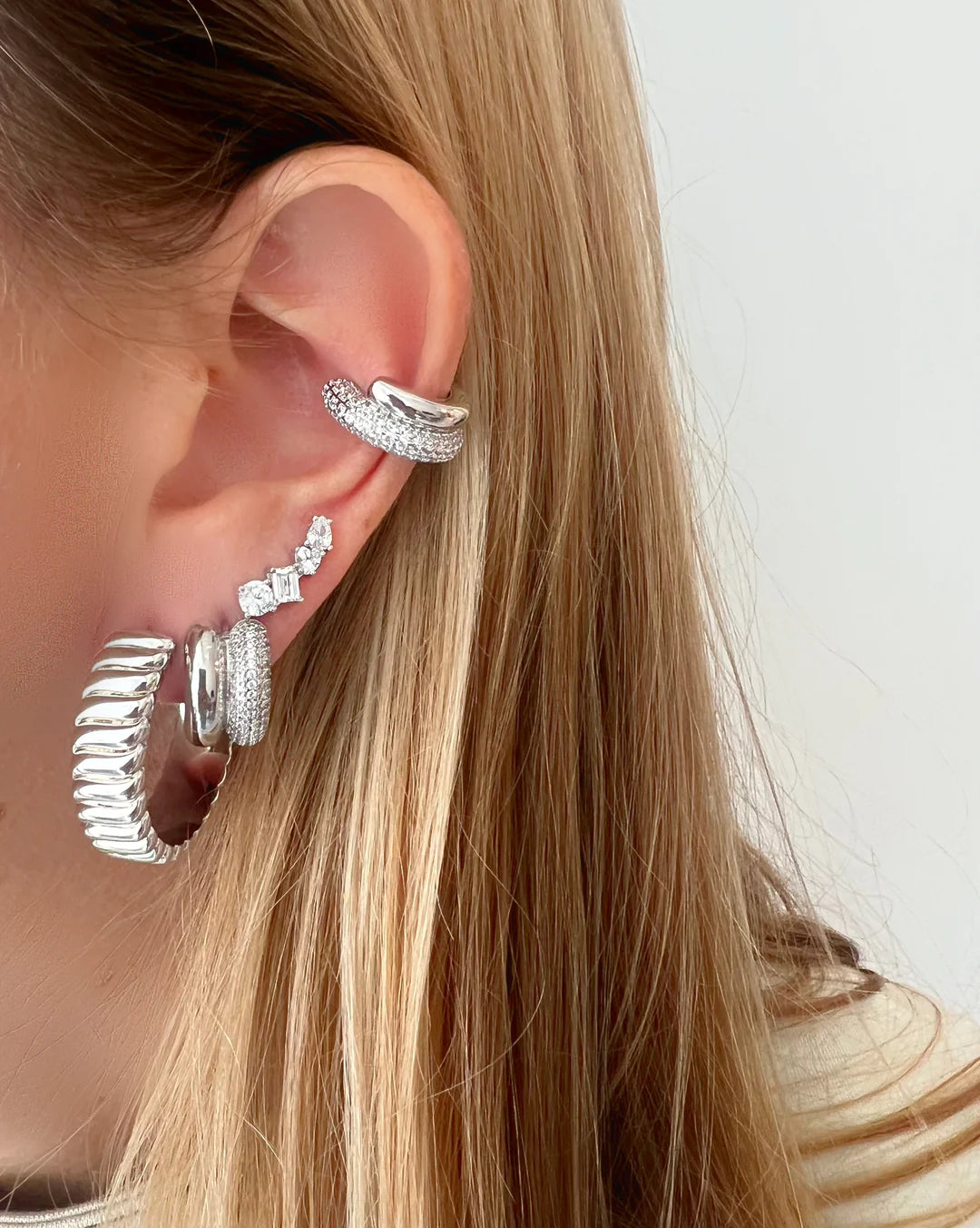 SILVER BRAIDED HOOPS