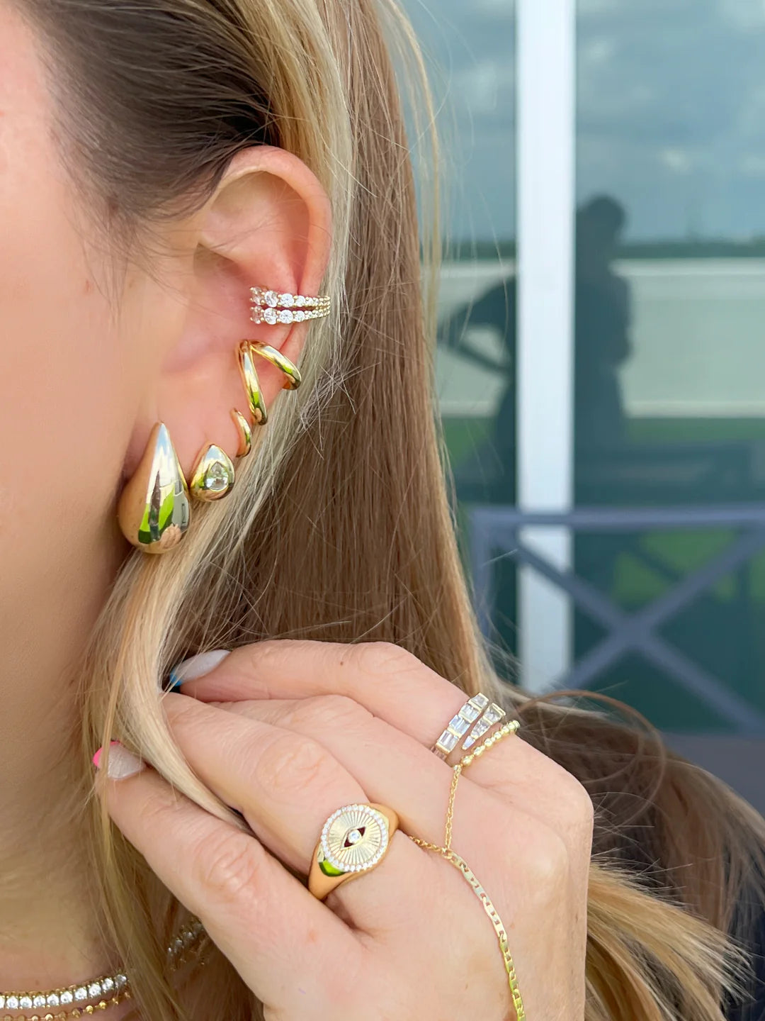 SILVER LARGE DROP EARRINGS