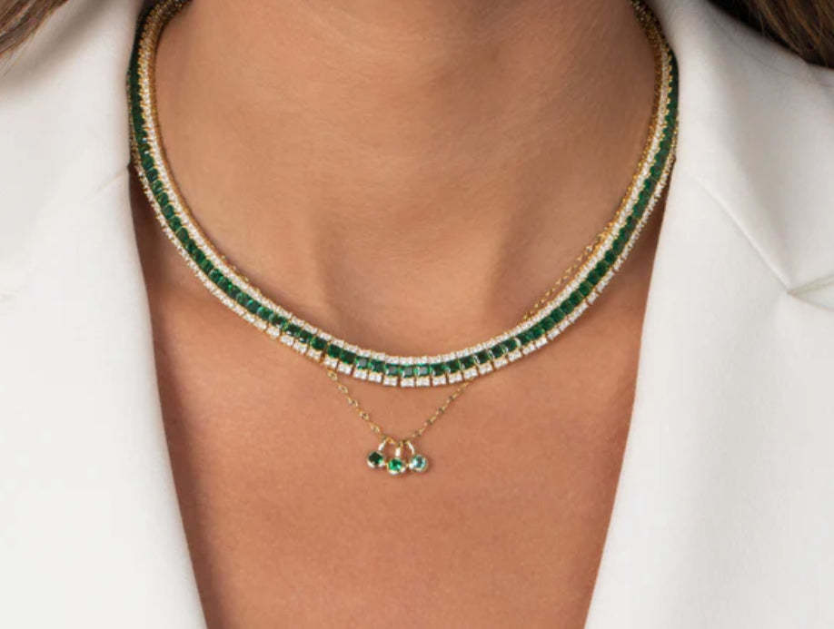 Triple Bezel Charm Necklace