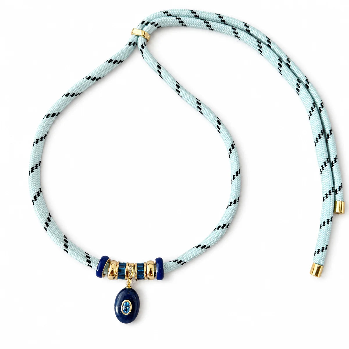 Blue Boho Stone Cord Necklace