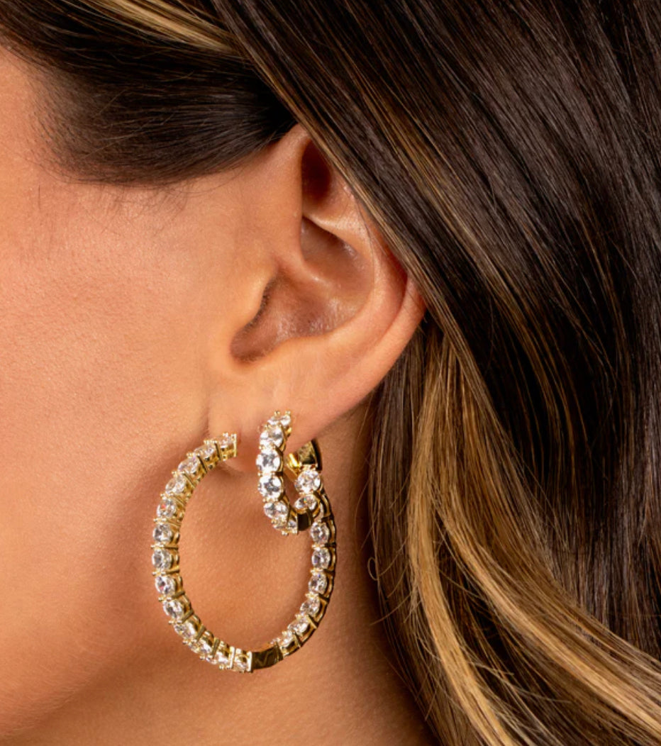 Gold Thin Round Hoop Earrings