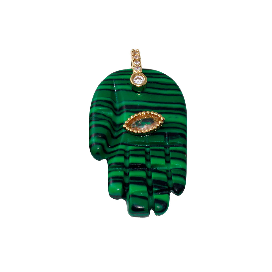 Green Stone Hamza Charm