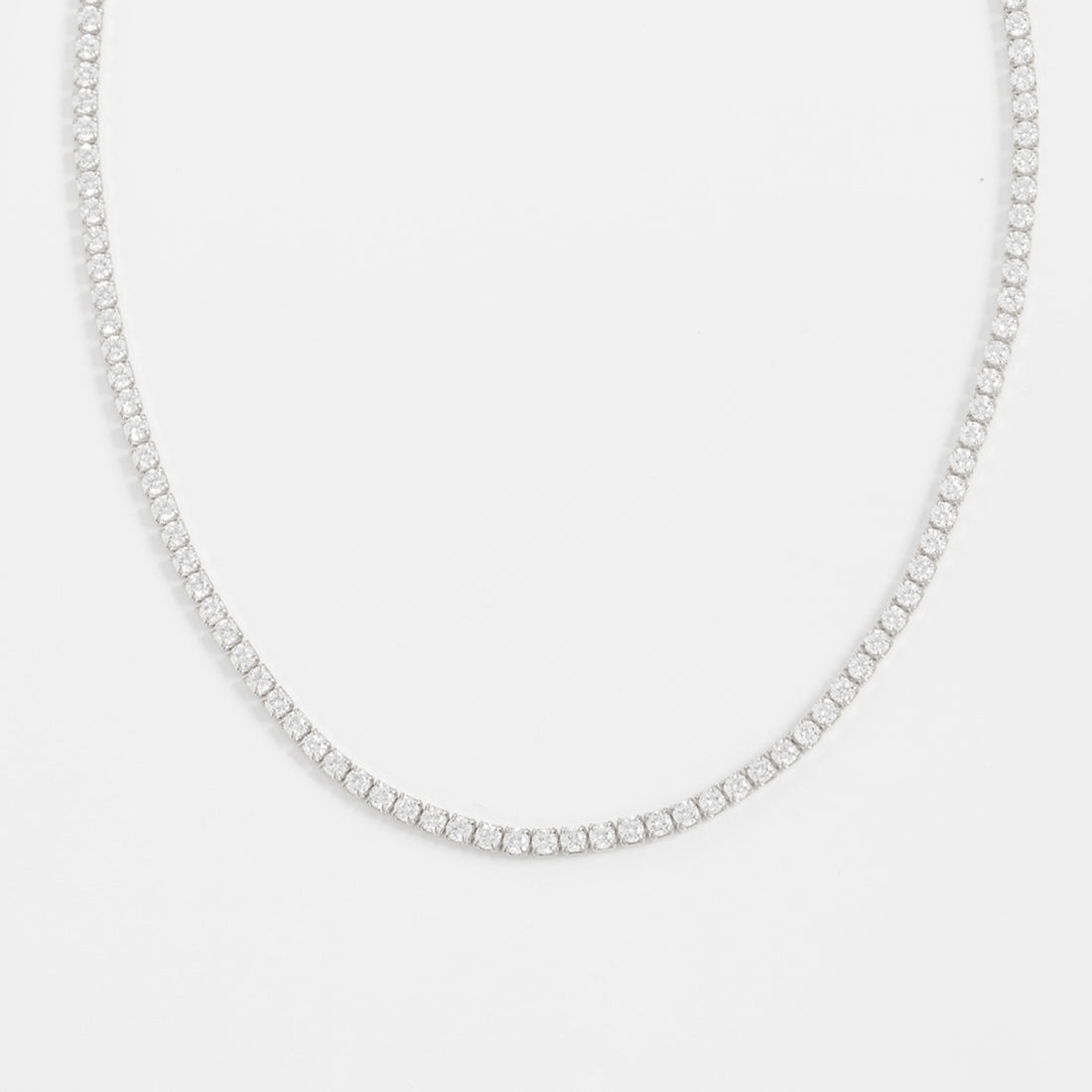 SILVER SKINNY TENNIS NECKLACE