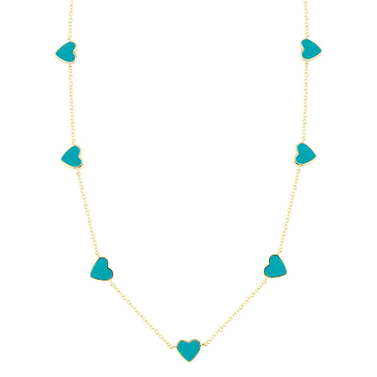 Turquoise Enamel Heart Necklace