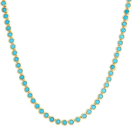 Turquoise Bezel Tennis Necklace