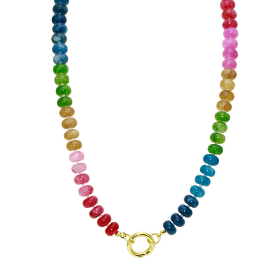 Stone Beaded Push Clasp Necklace