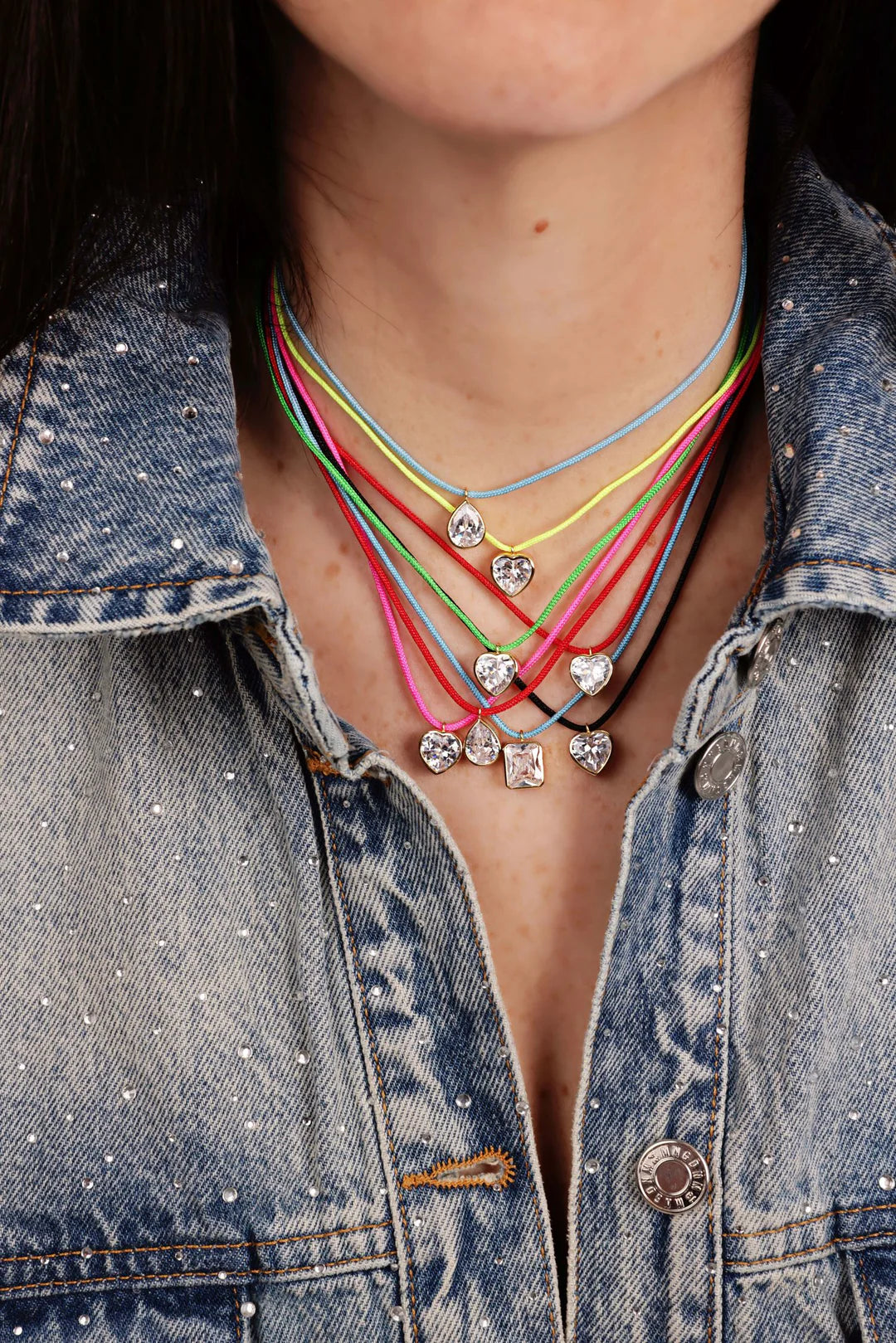 Pink Heart String Necklace