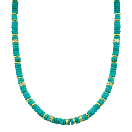 Turquoise Pukka Gold Necklace