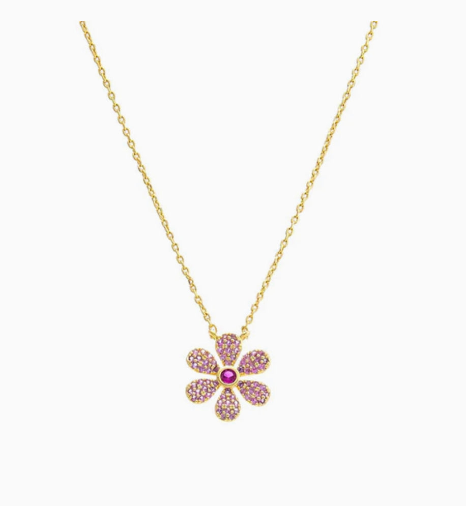 Pink Flower Pendant Necklace