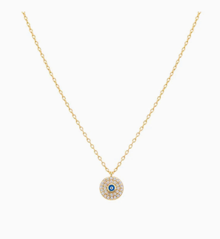 Evil Eye Disc Necklace