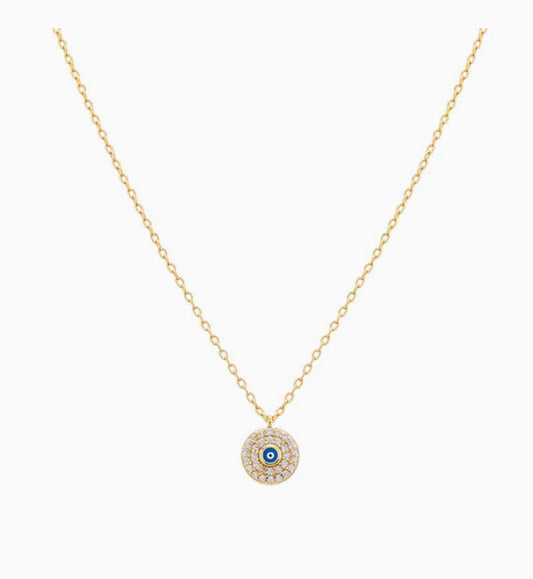 Evil Eye Disc Necklace