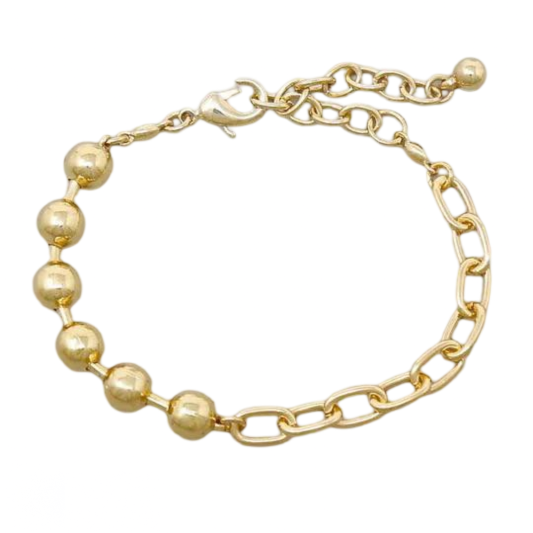 Metal Ball and Link Chain Bracelet