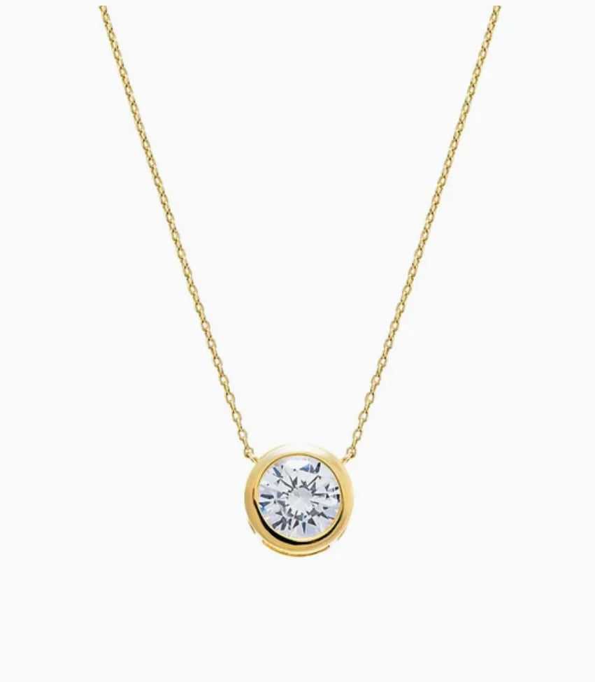 Single Big Round Diamond Necklace