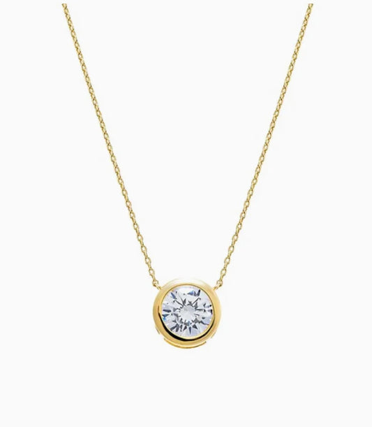 Single Big Round Diamond Necklace