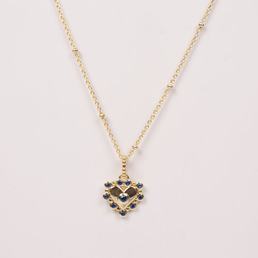 Heart Necklace Blue Bezels