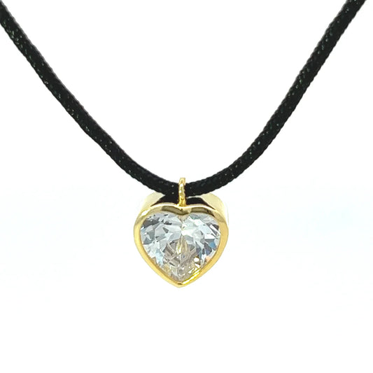 Black Heart String Necklace