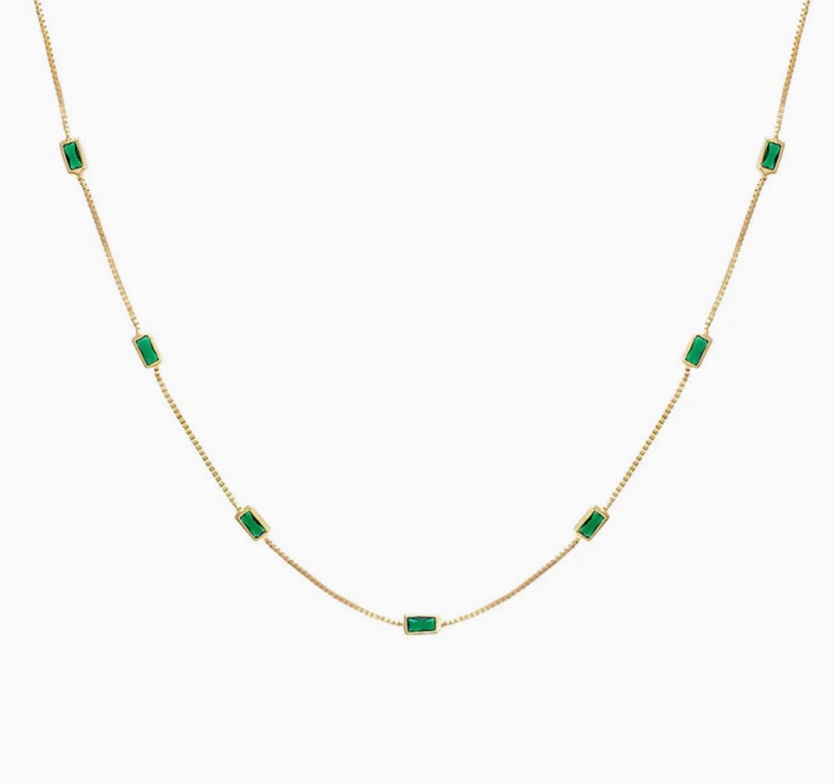 GREEN BAGUETTE NECKLACE