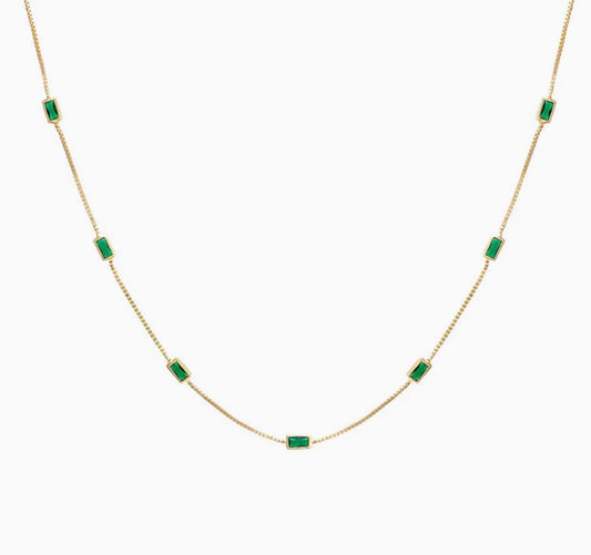 GREEN BAGUETTE NECKLACE