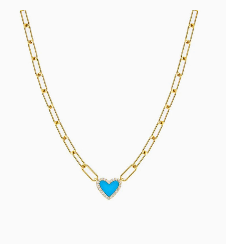 Colored Heart Paperclip Necklace