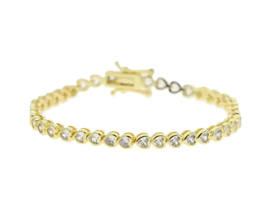 Gold Heart Bezel Tennis Bracelet