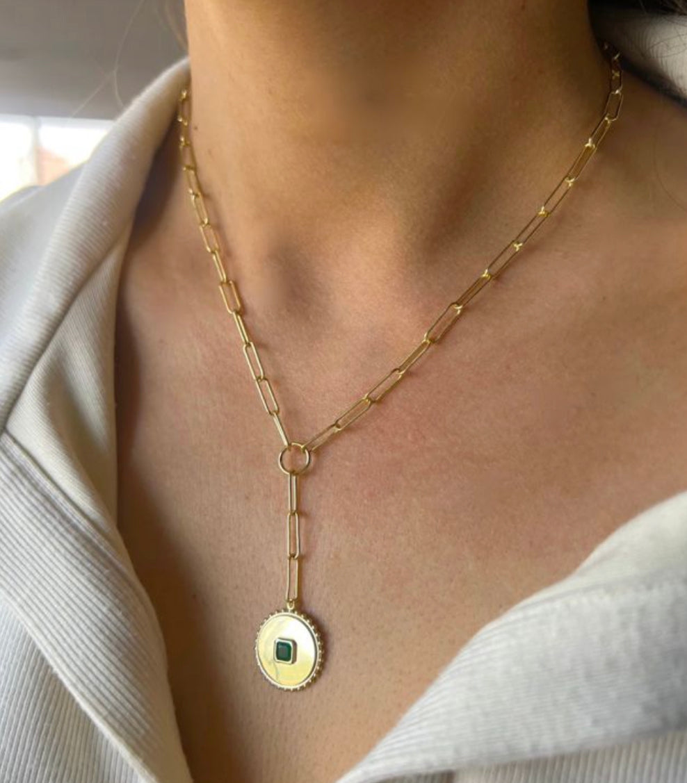 Gold and Green Pendant Necklace