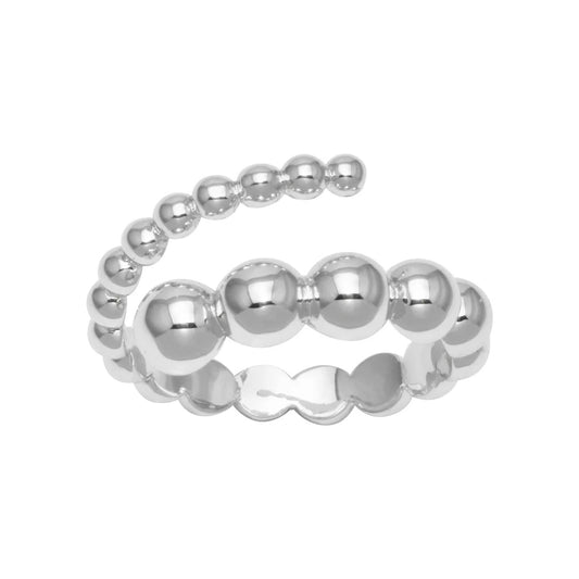 Adjustable Ball Spiral Open Ring