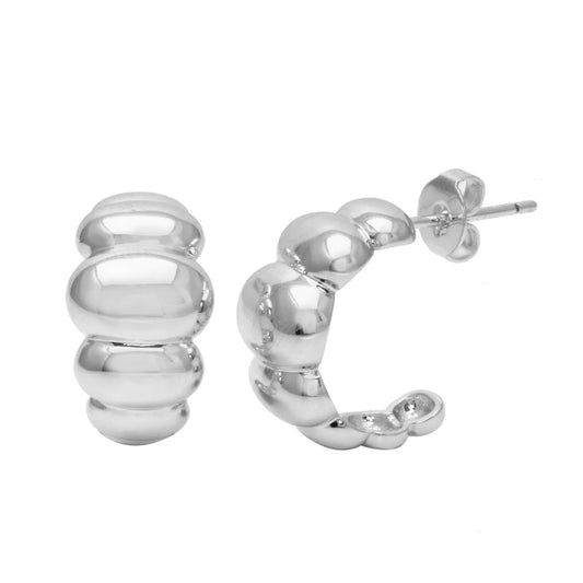 Silver Puffy Hoops