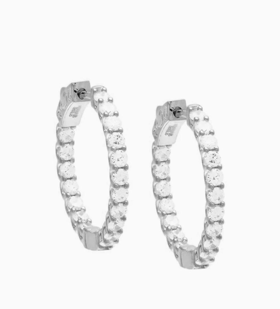 Silver Thin Round Hoop Earrings