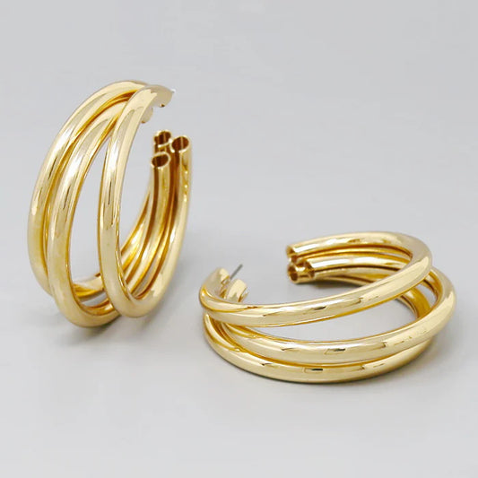 TRIPLE GOLD HOOPS