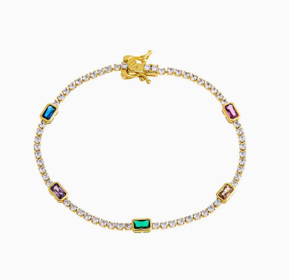 Colored Baguette Tennis Bracelet