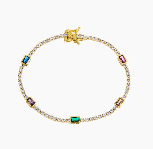 Colored Baguette Tennis Bracelet