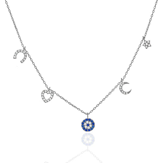 Silver Multi Charm Necklace